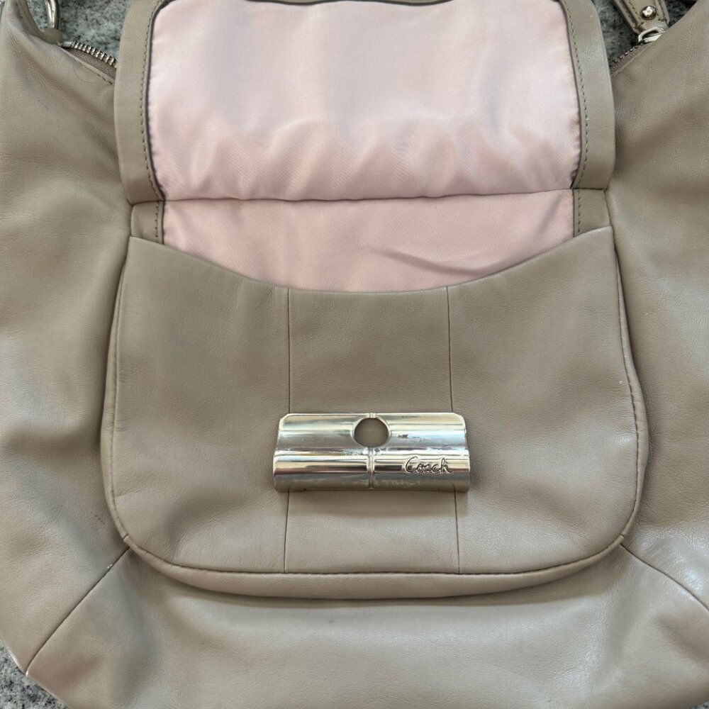 Coach Kristen Taupe Grey Leather Hobo Bag - Picture 3 of 15